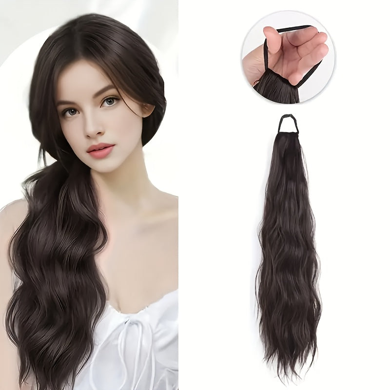 Temperament Big Wave Hair Bun Ponytail Wig, 18-inch Elegant Female Claw Clip Extension - High Temperature Synthetic Water Wave Wig-Suitable for All Hairstyles, Comfortable Fit and Easy to Wear, Daily Wig Use