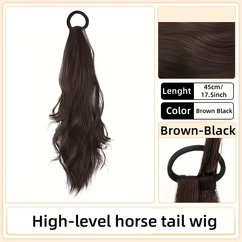 Temperament Big Wave Hair Bun Ponytail Wig, 18-inch Elegant Female Claw Clip Extension - High Temperature Synthetic Water Wave Wig-Suitable for All Hairstyles, Comfortable Fit and Easy to Wear, Daily Wig Use