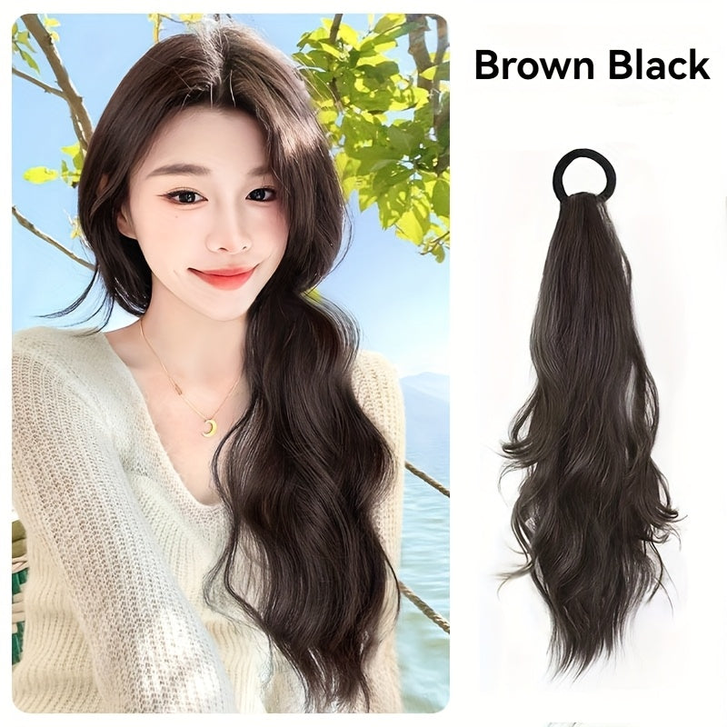 50.8cm Elegant Loose Wave Synthetic Ponytail Hair Extension - Heat Resistant Fiber, Non-Slip Rubber Band, Low Tie Accessory for Women, Natural Layered Ponytail Look, Suitable for All Ethnicities, Ponytail Hair Extension
